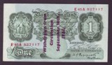 London Coins : A134 : Lot 543 : One Pound Peppiatt. B239A. Guernsey overprint. E45A 827117. Good VF.