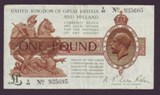 London Coins : A134 : Lot 91 : One Pound Fisher. T24. Control Note. Z/82 935605. VF. 