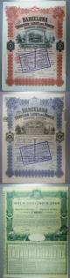 London Coins : A135 : Lot 101 : Spain, Railways (11) Barcelona Traction Light & Power Co.Ltd. 1913 (3) & 1925 no coupons...