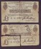London Coins : A138 : Lot 116 : One pound Bradbury T11.1 contemporary forgeries (2) series W/40 22526 forgery written across front &...