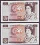 London Coins : A141 : Lot 164 : Ten pounds Page B330 issued 1975 (2) a consecutive numbered pair series J28, UNC