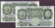 London Coins : A141 : Lot 77 : One pound Catterns B225 (2) issued 1930 a consecutive numbered pair L62 399817 & L62 399818,...