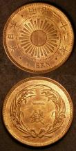 London Coins : A143 : Lot 1013 : Japan (2) One Sen (2) 1899 (Year 32) Y#20 UNC and lustrous, 1886 (Year 19) Y#17.2 NVF with streaky t...