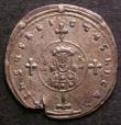 London Coins : A143 : Lot 1410 : Miliaresion Ar. John I Zimisces. C, 969-976 AD. Obv; Cross crosslet set on globus, bust of John faci...