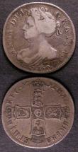 London Coins : A143 : Lot 2301 : Shillings (2) 1702 Plumes ESC 1129 Fine, 1702 VIGO ESC 1130 VG/Near Fine