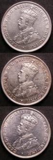 London Coins : A143 : Lot 849 : Australia Florins (3) 1924, 1927 and 1928 VF - EF all with 8 pearls showing