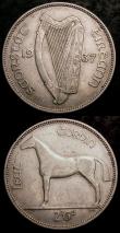 London Coins : A143 : Lot 983 : Ireland Halfcrowns (2) 1943 S.6633 VG Very Rare, 1937 S.6625 Good Fine, rare