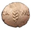 London Coins : A144 : Lot 1073 : Stater Au. Cunobelin. 'Plastic type'. C, 10-43 AD. Obv; Corn ear dividing CA MV. Rev; Hors...