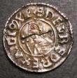 London Coins : A144 : Lot 1169 : Penny Aethelred II Crux Type S.1148 BVRHSIGE MO EAXE VF with a flan split across the centre