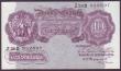 London Coins : A144 : Lot 127 : Ten shillings Peppiatt mauve B251 issued 1940 first series Z26D 952897, small edge nick, about UNC t...
