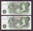 London Coins : A144 : Lot 135 : One Pounds Page B322 (2) HZ63 832717 and HZ63 832718 consecutive numbers. Last series. Traced to HZ6...