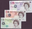 London Coins : A144 : Lot 140 : Merlyn Lowther matching numbers &pound;5 B393 HA01 001727, &pound;10 B388 AA01 001727 & &pound;2...