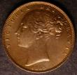 London Coins : A144 : Lot 1480 : Farthing 1855 WW Raised Peck 1582 UNC with golden tone, the reverse struck from rusty dies, Ex-Colin...