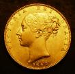 London Coins : A144 : Lot 2083 : Sovereign 1843 3 in date struck over a higher 2. NB see illustrations in Marsh) the top of the 2 is ...