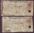 London Coins : A144 : Lot 216 : Warwick Old Bank (2) &pound;5 dated 1830 series No.4412 & &pound;10 dated 1829 series No.222 for...