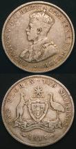 London Coins : A145 : Lot 545 : Australia (2) Florin 1915 London Mint KM#27 About Fine, Sixpence 1918 Melbourne KM#25 Fine with some...