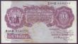 London Coins : A145 : Lot 61 : Ten shillings Peppiatt mauve B251 issued 1940 series S68D 616280, about UNC but stained