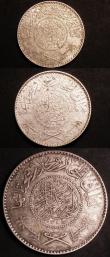London Coins : A145 : Lot 726 : Saudi Arabia (3) Riyal AH1346 (1928) KM#12 Fine or better, Half Riyal AH1346 (1928) KM#11 GVF with s...