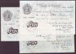 London Coins : A146 : Lot 128 : Five pounds Peppiatt white B255 (2) thick paper dated 26th February 1945 series H52 010997 about EF ...