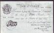 London Coins : A146 : Lot 132 : Five pounds Peppiatt white B255 thick paper dated 11th September 1944 series E08 075588, pinholes, b...