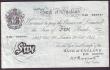 London Coins : A146 : Lot 135 : Five pounds Peppiatt white B255 thick paper dated 28th October 1944 series E49 069491, inked name on...