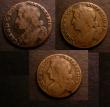 London Coins : A146 : Lot 1362 : Scotland Bawbee (3) 1678, 1679 (2) S.5628 VG or slightly better