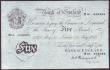 London Coins : A146 : Lot 144 : Five pounds Peppiatt white B264 dated 13th May 1947 series M16 038265, pressed Fine