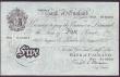London Coins : A146 : Lot 157 : Five pounds Beale white B270 dated 15th August 1950 series S31 010303, Fine+
