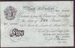 London Coins : A146 : Lot 162 : Five pounds Beale white B270 dated 16th March 1950 series R01 053081, inked number & inked bank ...