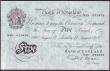 London Coins : A146 : Lot 163 : Five pounds Beale white B270 dated 17th August 1950 series S33 073878, inked bank stamps reverse, go...