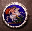 London Coins : A146 : Lot 1687 : Crown 1818 reverse enamelled in 9 colours, workmanship very good, on a brooch mount 