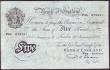 London Coins : A146 : Lot 173 : Five pounds Beale white B270 dated 31st January 1950 series P62 078341, edge nicks & inked stamp...