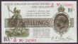 London Coins : A146 : Lot 18 : Ten shillings Warren Fisher T25 issued 1919 series E/87 743861 (No. with dot), VF to GVF