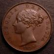 London Coins : A146 : Lot 2542 : Halfpenny 1839 Bronzed Proof, Reverse upright, Peck 1523 UNC with a couple of tiny spots and small r...