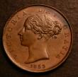 London Coins : A146 : Lot 2557 : Halfpenny 1853 Italic 5 in date Peck 1539 GEF nicely toned, Ex-Croydon Coin Auction &pound;6