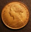 London Coins : A146 : Lot 2572 : Halfpenny 1860 Toothed Border Freeman 268 dies 5+B, rated R16 by Freeman EF with pale lustre and som...