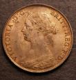 London Coins : A146 : Lot 2582 : Halfpenny 1864 Freeman 295 dies 7+G UNC with around 50% lustre and with some small tone spots on eit...