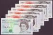 London Coins : A146 : Lot 44 : Bank of England (6) all with matching serial numbers 006000, Kentfield B363 &pound;5 AA01 and Kentfi...