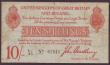 London Coins : A146 : Lot 9 : Ten shillings Bradbury T12.2 issued 1915 series L1/45 62841, small holes, Fine 