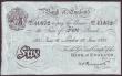 London Coins : A146 : Lot 98 : Five pounds Peppiatt white B241 dated 16th June 1934 series 380/J 41372, pressed VF