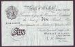 London Coins : A147 : Lot 113 : Five pounds O'Brien white B276 dated 15th September 1955 series A79A 066096, inked business sta...