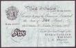 London Coins : A147 : Lot 118 : Five pounds O'Brien white B276 dated 20th October 1955 series B10A 032951, almost VF