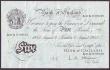 London Coins : A147 : Lot 128 : Five pounds O'Brien white B276 dated 2nd August 1955 series A41A 010635, red inked number on fr...