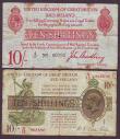 London Coins : A147 : Lot 13 : Ten shillings Bradbury T12.1 issued 1915 series J/17 00297, small holes, Fine & 10 shillings War...
