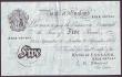 London Coins : A147 : Lot 130 : Five pounds O'Brien white B276 dated 30th September 1955 series A92A 087641, VF