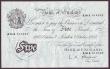 London Coins : A147 : Lot 133 : Five pounds O'Brien white B276 dated 7th October 1955 series A98A 014592, multiple pinholes at ...