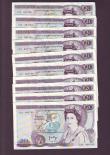 London Coins : A147 : Lot 142 : Twenty pounds Page B328 (10) issued 1970 series C23 mostly consecutive numbers, Pick380b, GVF to EF