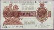 London Coins : A147 : Lot 16 : One pound Warren Fisher T24 issued 1919 first series K/39 9946815, Pick357, pressed GVF
