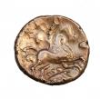 London Coins : A147 : Lot 1808 : Stater Au. Trinovantes.  Addedomaros.  C, 1st century BC.  Obv; Six armed spiral.  Rev; Horse r, cor...