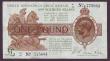 London Coins : A147 : Lot 21 : One pound Warren Fisher T34 issued 1927 last series X1/14 775884, Northern Ireland in title, pressed...
